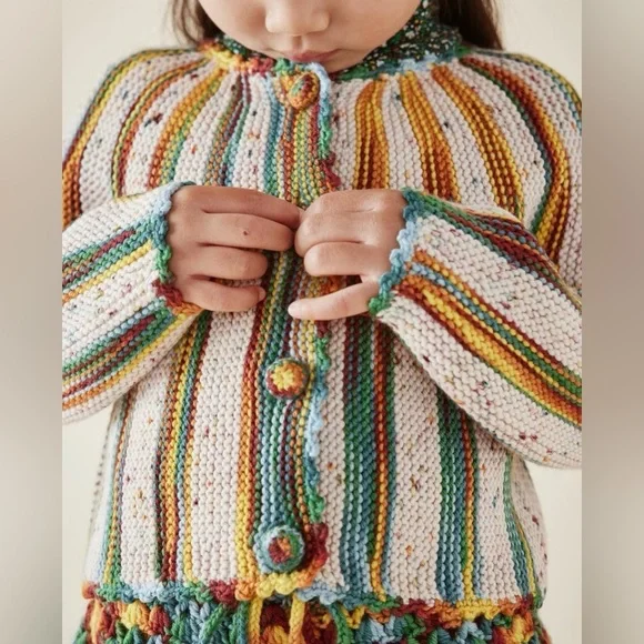 Misha & Puff | 🎪 Wool Short Circus Cardigan | Carnival Space Dye | 18-24M - Picture 2 of 11